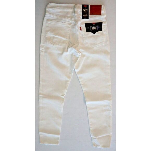 Levi's 501 Women's Sz 25x28 Cloud Over White Skinny High Rise Denim Jeans $90 - Picture 2 of 10